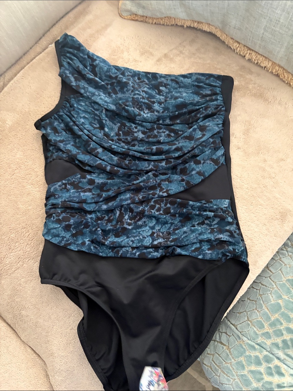 Miraclesuit Teal and Black One-Piece Swimsuit